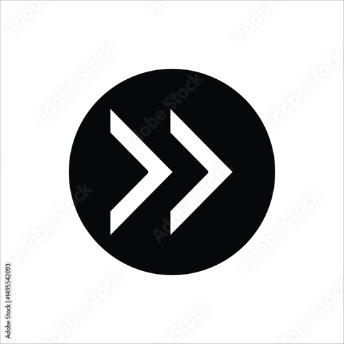 Double arrow glyph icon. Forward button symbol. Navigation pointer, indicator. Vector illustration isolated on white background.	