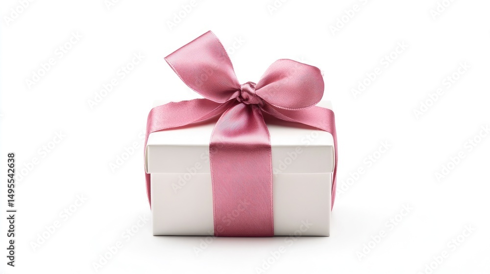 Fototapeta premium Gift box with silk ribbon, isolated on white background, symbolizing holiday surprise