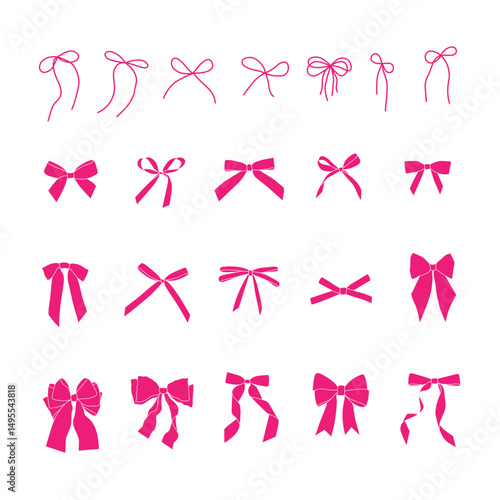 Bows and ribbons silhouette icons set 