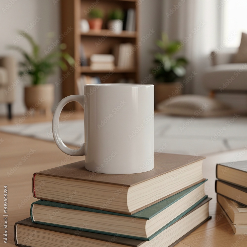 Fototapeta premium Ceramic Mug on Stack of Books