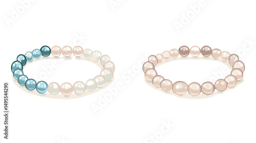 Elegant Bracelets Crafted from Varied Pearls and Beads with Blue and Cream Colors