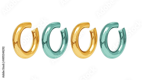 Elegant Collection of Gold and Teal Hoop Earrings with a Modern Design and Trendy Appeal