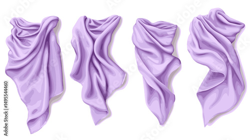 Elegant Flowing Purple Drapery Textiles Showcasing Graceful Folds and Smooth Textures