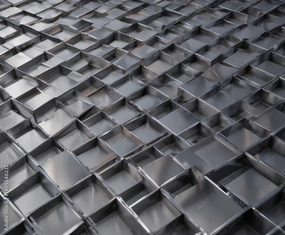 Obraz premium Sleek metallic grid, intersecting planes, smooth surface, background, technology, sharp