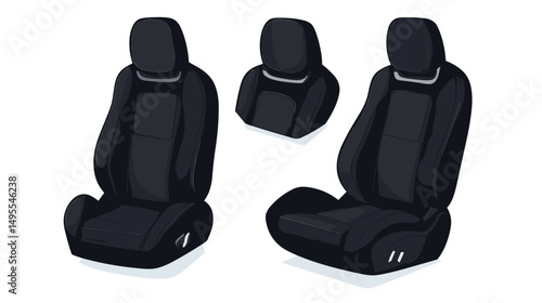 Interior View of Various Modern Automotive Seats in Sleek Black Design