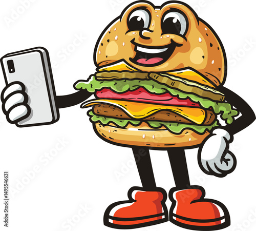 Cartoon character burger holding gadget