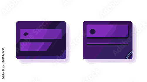 Modern Purple Credit and Debit Card Illustrations with Stylish Flat Design Elements