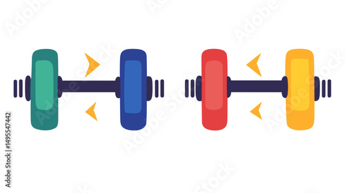 Set of Colorful Dumbbells for Weightlifting and Strength Training in a Fitness Environment