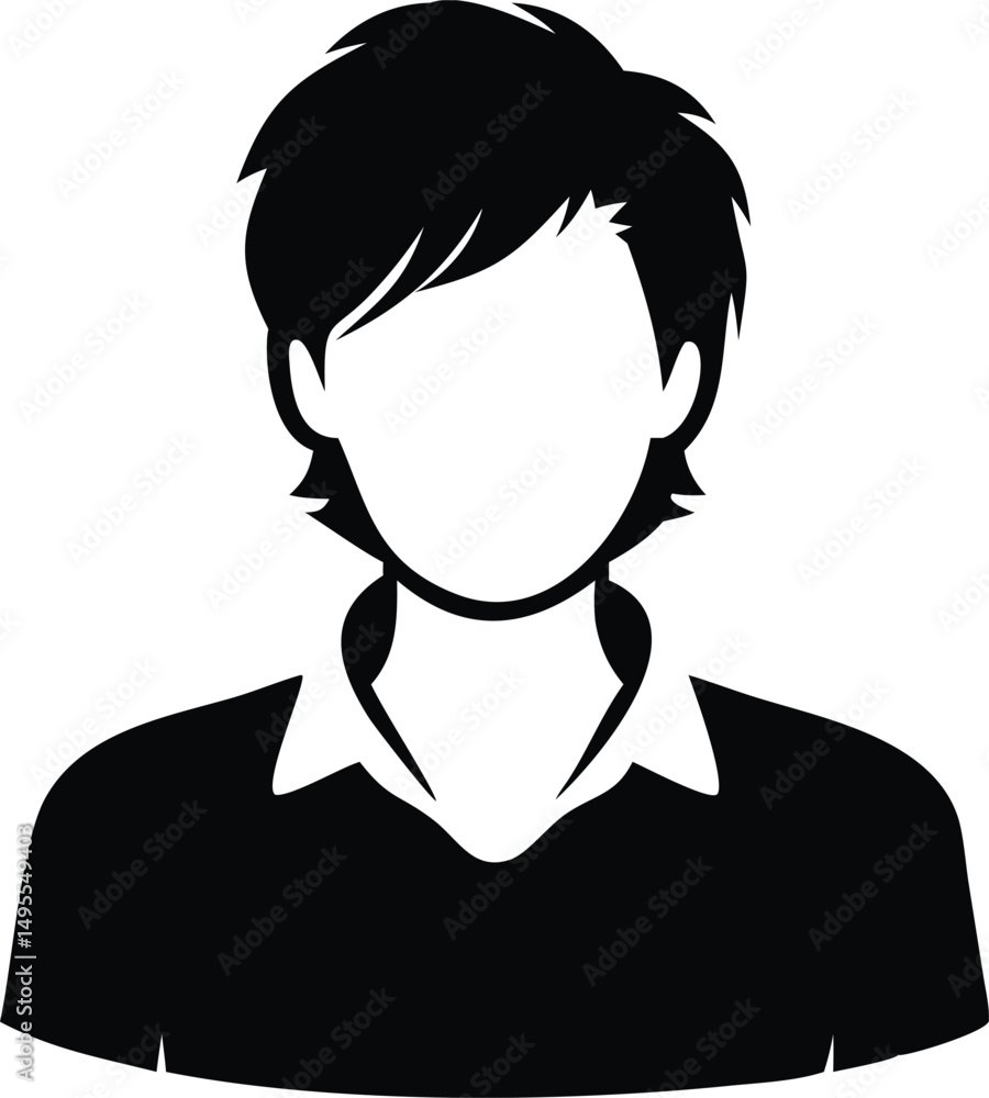 Person Profile Icon - Minimalist Black and White Portrait Silhouette Person Profile Icon - Minimalist Black and White Portrait Silhouette