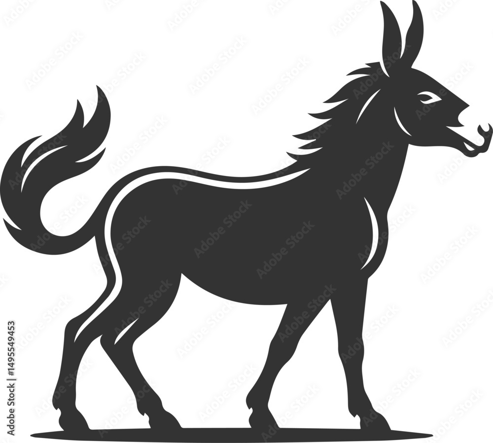 Fototapeta premium Animal drawing vector of a mule silhouette