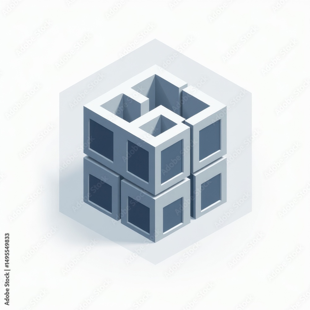 Fototapeta premium Abstract geometric cube design modern architecture minimalist style intriguing structure