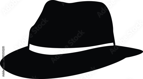 Fedora Hat Silhouette - Minimalist Black Fashion Icon