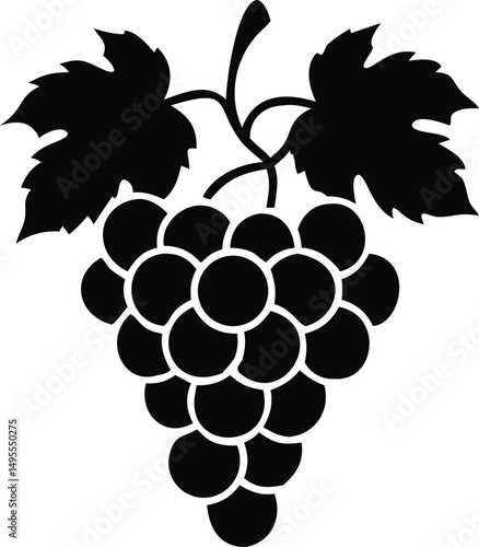 Grapes Illustration - Minimalist Black and White Fruit