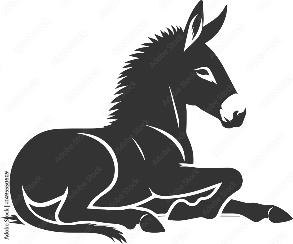 Fototapeta premium Animal drawing vector of a mule silhouette