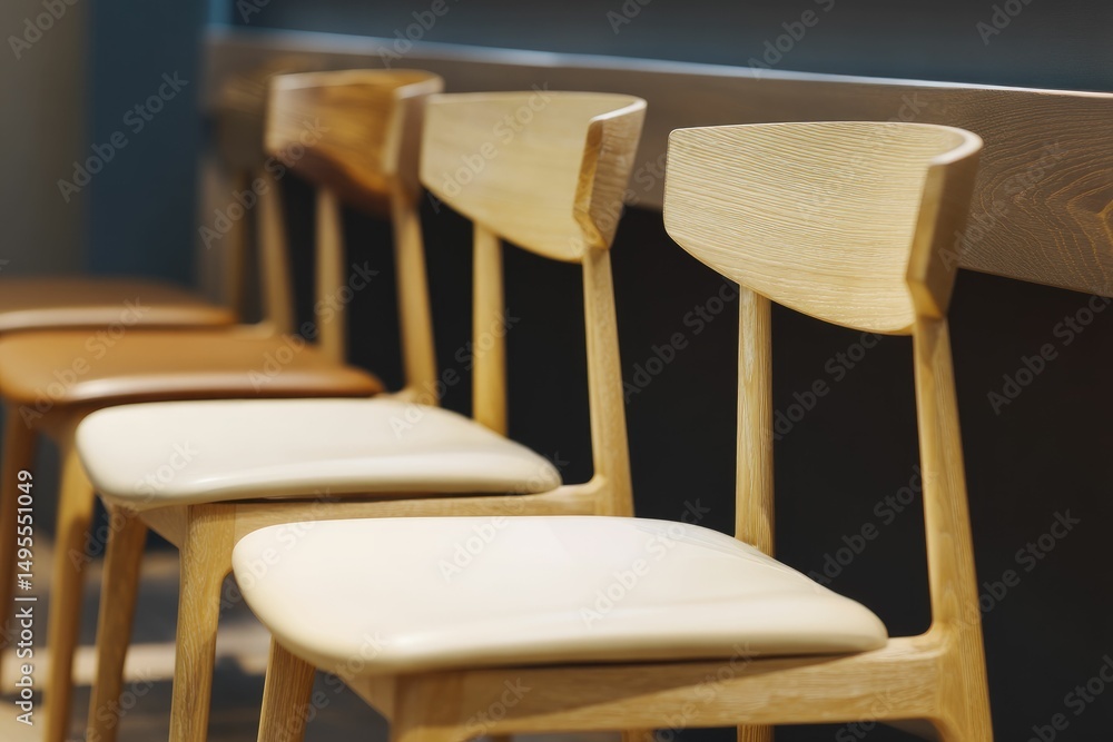 Clean-lined Scandinavian chairs with wooden accents Clean-lined Scandinavian chairs with wooden accents