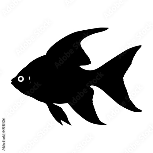 Black angelfish silhouette vector illustration tropical fish aquarium fish pet fish design art drawing