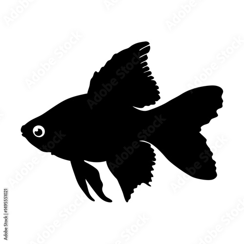 Black tetra fish silhouette vector illustration aquarium fish pet fish freshwater fish tropical fish art design icon graphic
