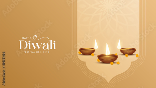 Happy Diwali - festival of lights colorful poster template design with decorative diya lamp. vector illustration. Indian festival of lights Happy Diwali, holiday Background, Diwali celebration.