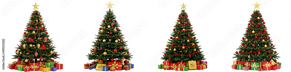 Decorated Christmas Tree with Gifts on Transparent Background
Decorated Christmas Tree with Gifts on Transparent Background