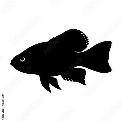 Black fish silhouette underwater aquatic animal marine life ocean sea river aquarium pet shop icon