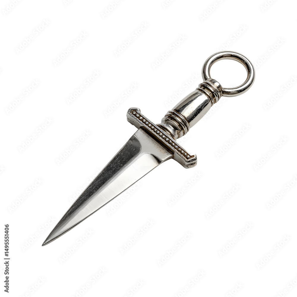 Silver Pen Knife with Detailed Handle and Attach Ring for Keychain or Decorative Purposes Silver Pen Knife with Detailed Handle and Attach Ring for Keychain or Decorative Purposes