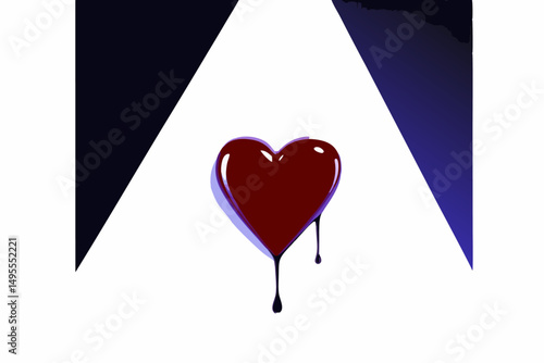 A dripping glossy liquid red heart illustration showcasing a vibrant and emotive design, perfect for conveying love and passion in creative projects and visual storytelling.