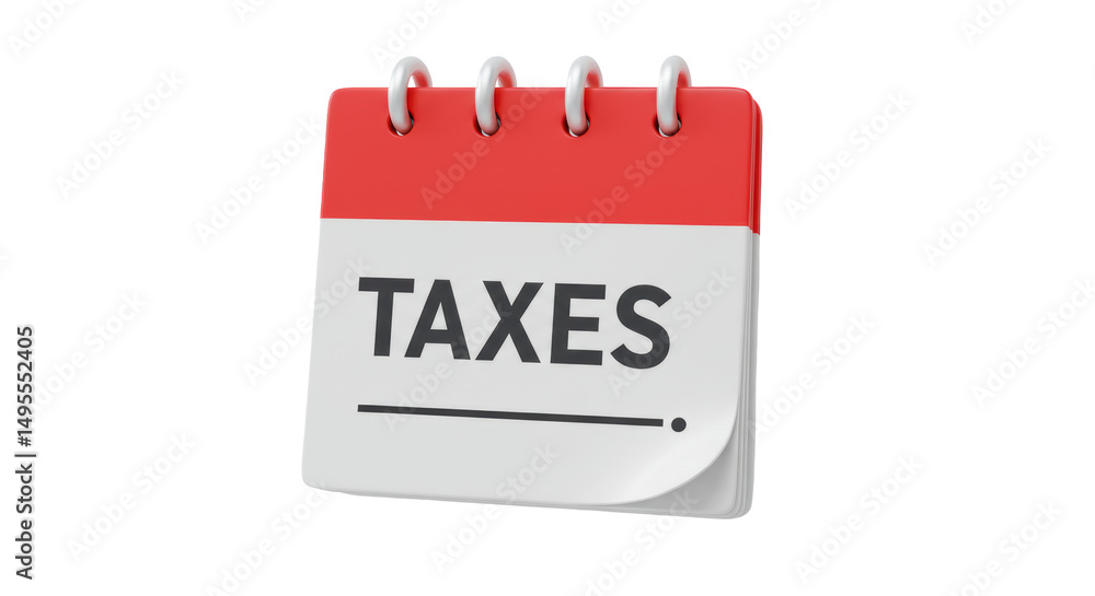 Isolated Calendar with Taxes Text Isolated Calendar with Taxes Text