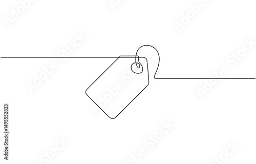Red blank prize tag continuous one line drawing vector illustration, Prize tag continuous one line drawing. Red blank prize tag continuous one line drawing.