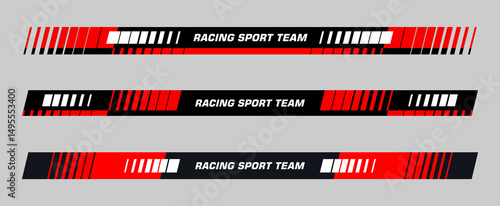 Set of modern car stripes design. Racing vector design. Car race stripes. Racing line sticker design. Graphic sport decal vinyl element. Automobile decoration. Vector racing set