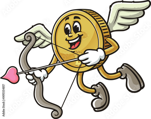 Bitcoin character cartoon is becoming cupid