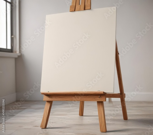 Wallpaper Mural Solid wood easel, close-up of sturdy legs and base holding blank canvas ,  natural,  texture,  backdrop Torontodigital.ca