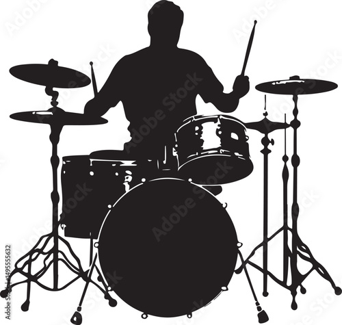 Drummer Silhouette Vector Illustration on Transparent Background