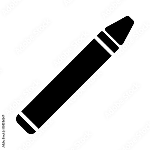 A simple black crayon icon perfect for illustrations and web design