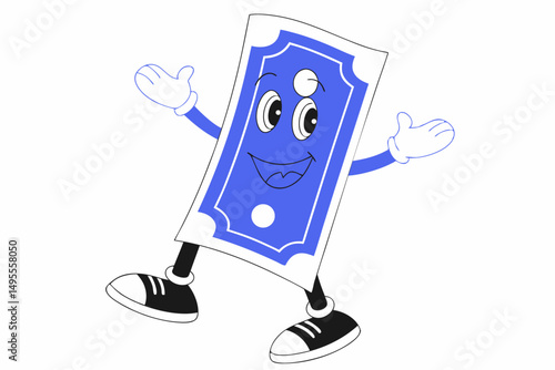 A cartoon character of a dollar bill with arms and legs, stylized to convey economic themes in an entertaining and accessible manner