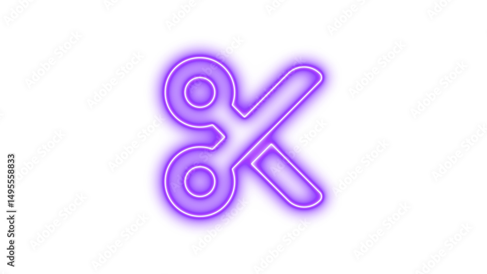 Neon Scissors Icon with Glowing Effect, Neon scissors glow with transparent background Neon Scissors Icon with Glowing Effect, Neon scissors glow with transparent background
