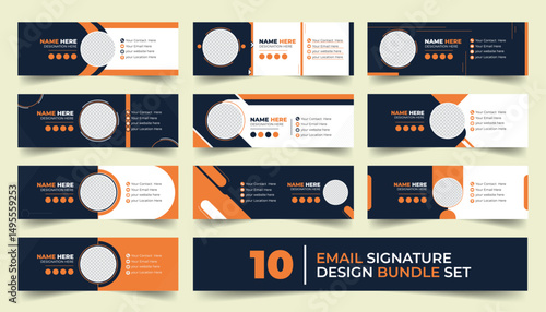 Professional Email Signature Design bundle, Custom HTML Signature with Photo, Contact Info, Social Media Links, Compatible with Gmail and Outlook, 10 set package