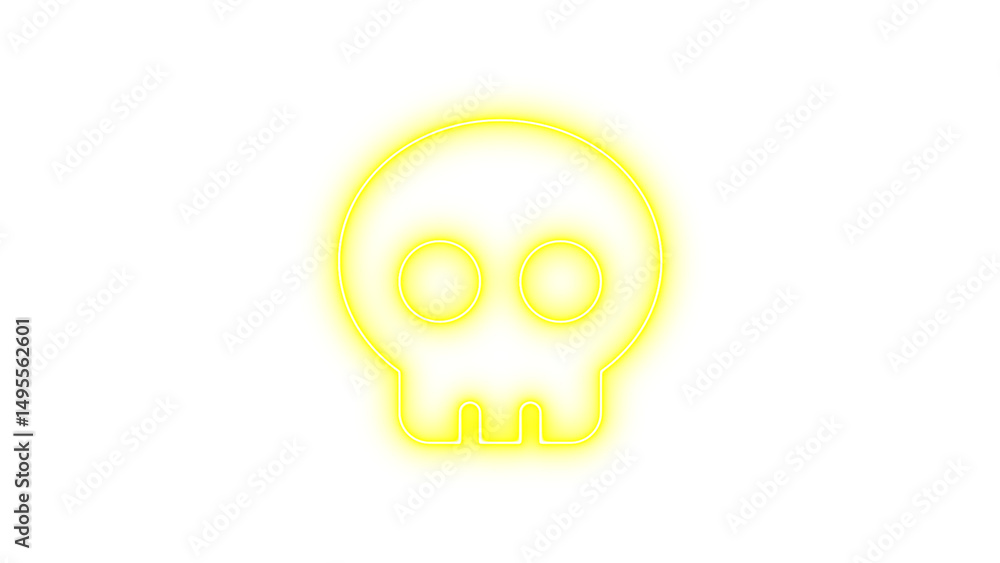 Obraz premium Glowing neon skull icon with a simplistic design, Neon skull glow with transparent background