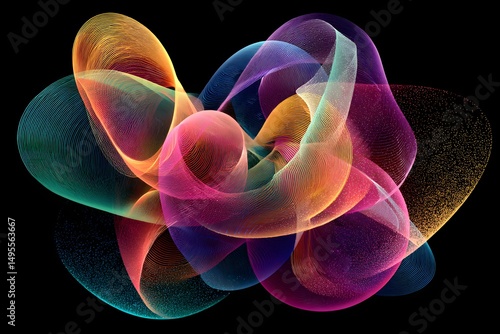 Interconnected waves of color and form create a vibrant digital tapestry of emotions and movement