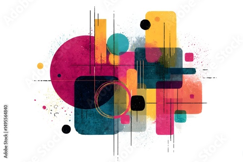 Vibrant abstract composition harmonizing colors and shapes for emotional connection and artistic expression