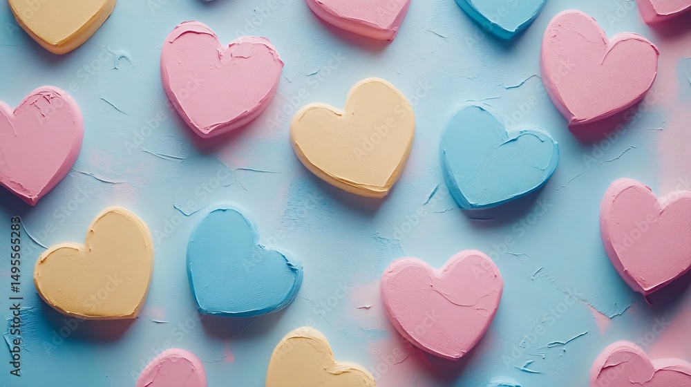 Obraz premium Pastel Hearts Abstract Background Ideal for Mother's Day Designs and Celebratory Concepts