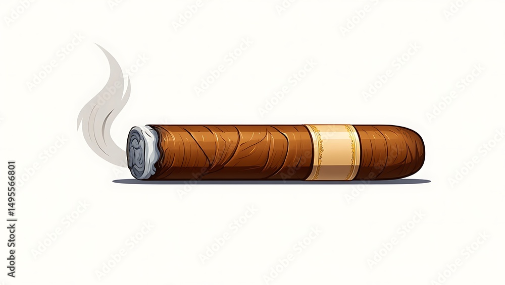 Vector illustration of classic cigar with smoke – elegant tobacco icon for branding and packaging. Vector illustration of classic cigar with smoke – elegant tobacco icon for branding and packaging.
