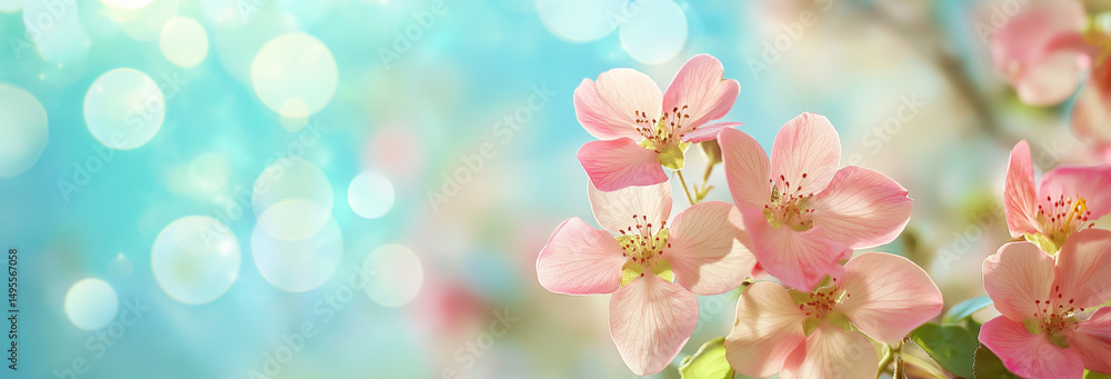 Blooming Flowers and Sky – Spring Background Blooming Flowers and Sky – Spring Background