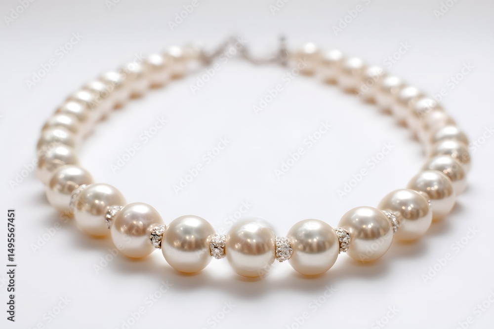 Elegant pearl necklace showcasing timeless beauty and sophistication against a pristine white background, perfect for any occasion or style Elegant pearl necklace showcasing timeless beauty and sophistication against a pristine white background, perfect for any occasion or style