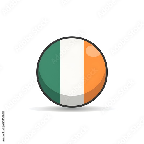 Iconic representation of the Ireland flag, showcasing vibrant green, white, and orange colors in a transparent style