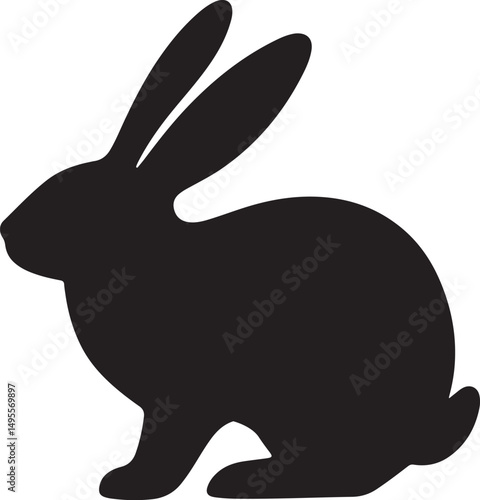 Rabbit silhouette vector isolated on white background