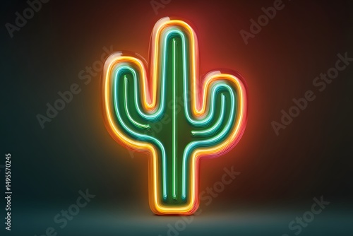 Glowing neon cactus lighting up the night with vibrant colors and vivid allure for desert-inspired decor