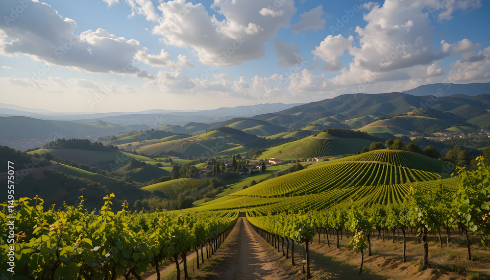 Naklejka premium Experience stunning vineyard landscapes in the Priorat wine region, Catalonia. Located in the province of Tarragona, it captivates with its beauty
