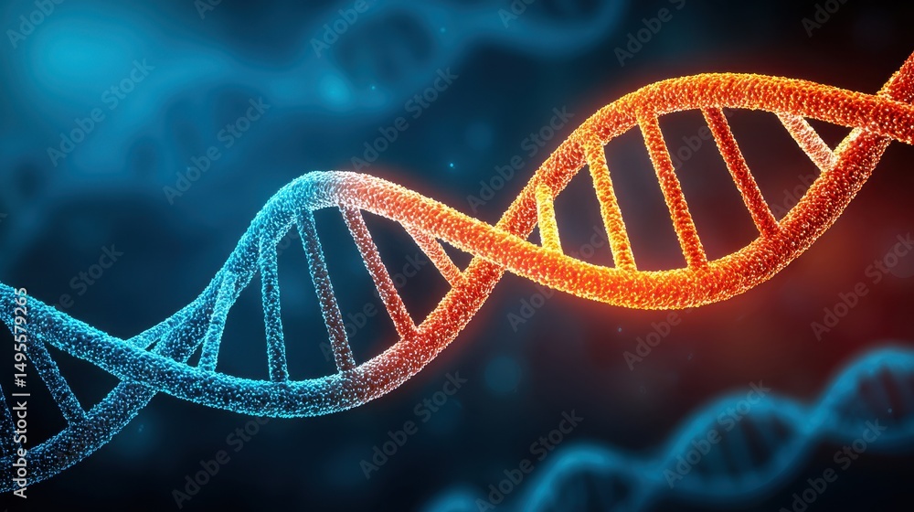 DNA double helix glowing in virtual environment, genetic engineering and diagnostics concept DNA double helix glowing in virtual environment, genetic engineering and diagnostics concept