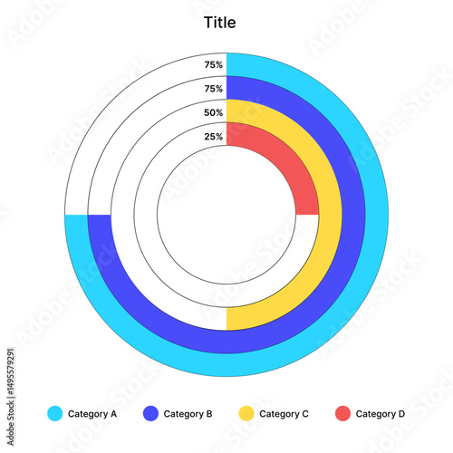 Multilayered Donut Chart , Concept of data visualization and analytics. Vector illustration