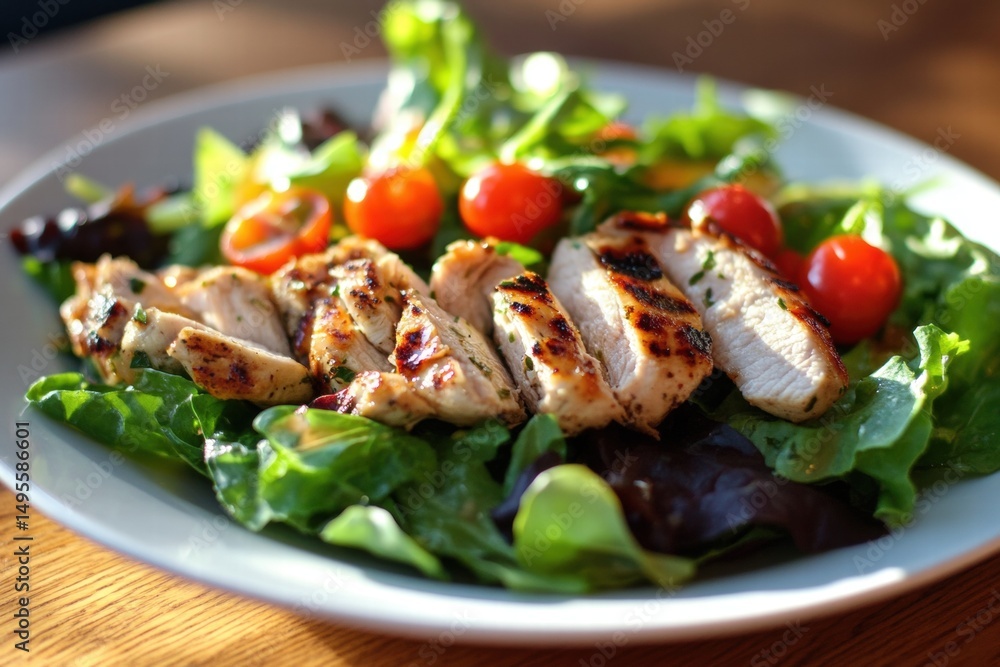 Colorful salad with grilled chicken and vegetables Colorful salad with grilled chicken and vegetables
